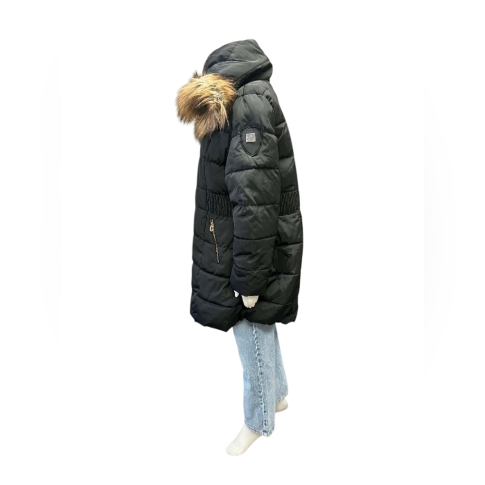 Alta Puffer Coat Black Faux Fur Hood Size 3X EUC Black Puffer - Picture 2 of 9